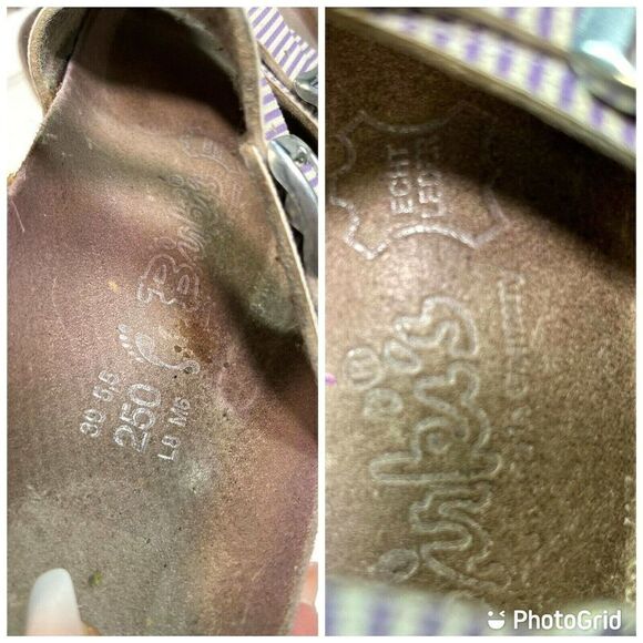 Birkenstock Birki's Sandals Lavender Purple White Stripe 2 Buckle - Picture 10 of 12